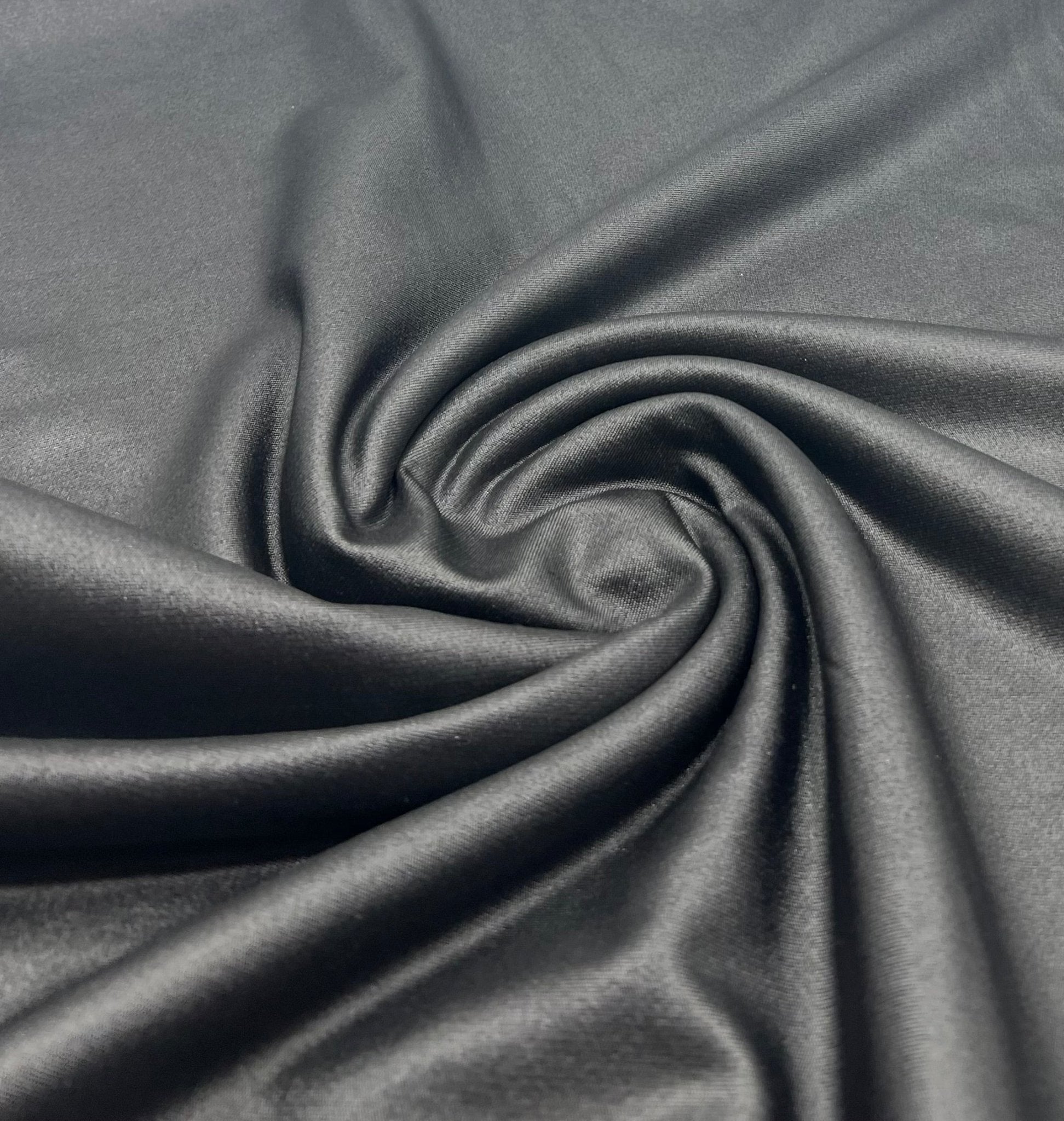 Black Cupro Wet look Leather 2 Way Stretch Dress Craft Fabric - T9 Fabrics